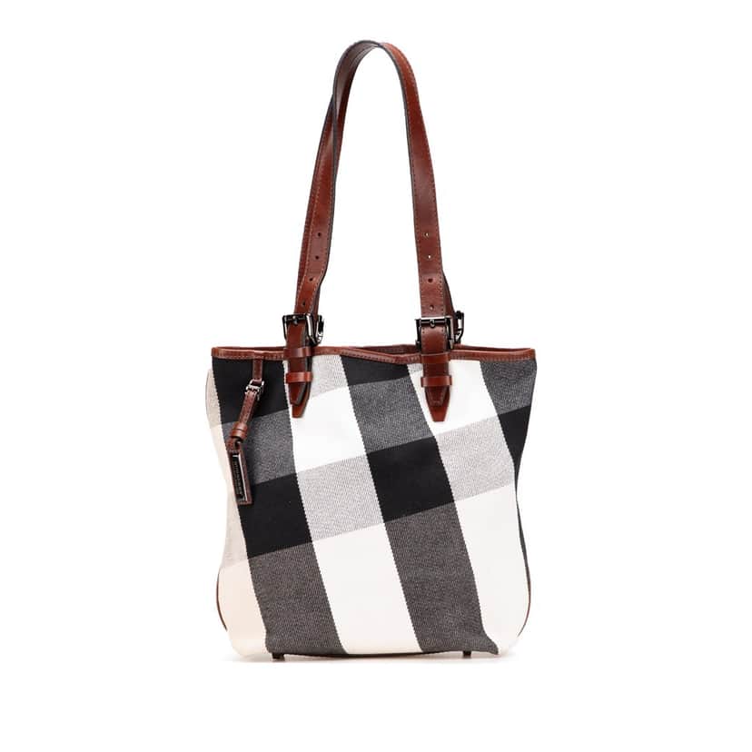 Burberry Mega Check Canvas Tote White Canvas Good condition - Front View