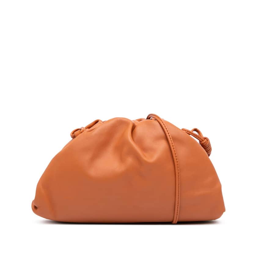 Bottega Veneta Lambskin The Mini Pouch Crossbody Brown Leather Good condition - Front View