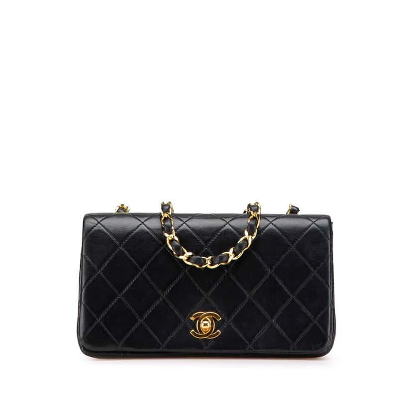 Chanel Mini CC Quilted Lambskin Full Flap Black Leather Good condition - Front View