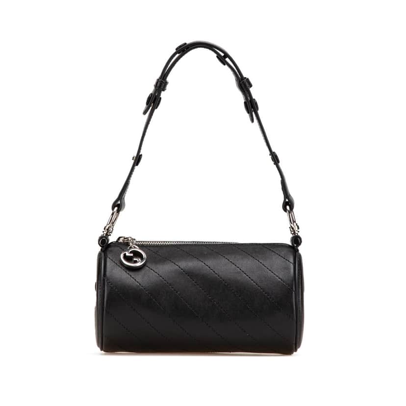 Gucci Mini Leather Blondie Barrel Shoulder Bag Black Leather Very good condition - Front View