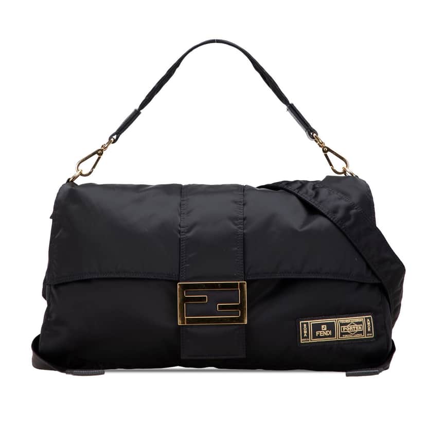 Fendi Porter Nylon Baguette Satchel Black Good condition - Front View