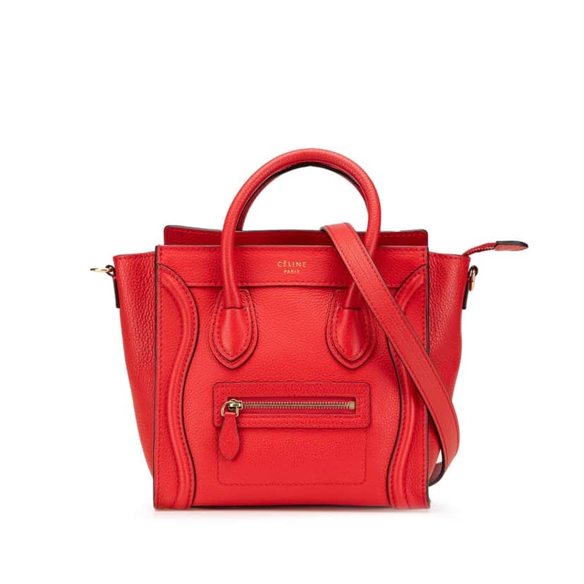 Celine Nano Leather Luggage Tote Red Leather Very good condition - Front View