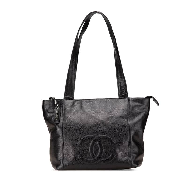 Chanel CC Caviar Tote Black Leather Good condition - Front View