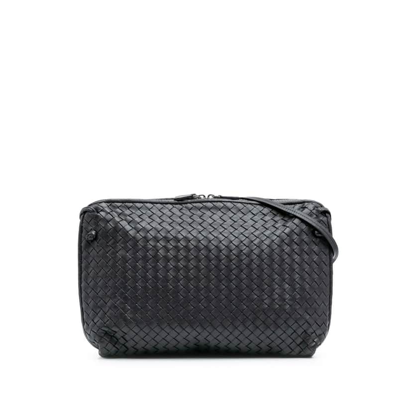 Bottega Veneta Large Nappa Intrecciato Nodini Crossbody Purple Leather Good condition - Front View