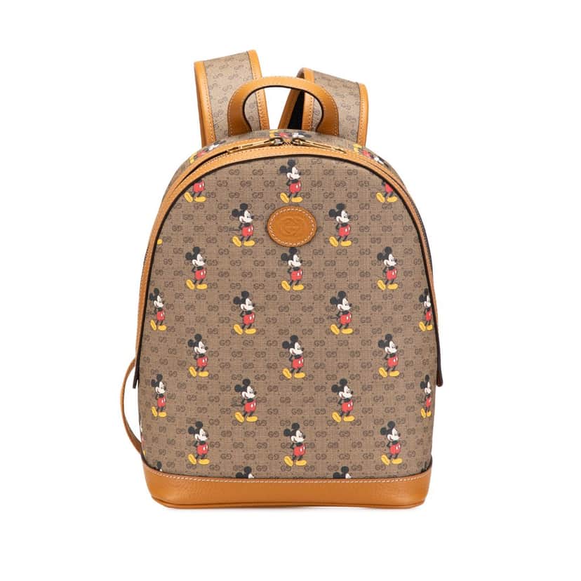 Gucci Disney Small Micro GG Supreme Mickey Mouse Dome Backpack Brown Canvas Good condition - Front View