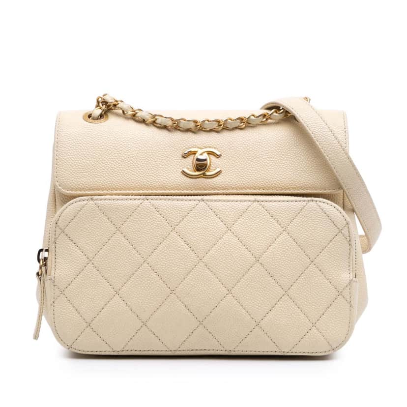 Chanel Caviar Business Affinity Messenger Flap Brown Leather Good condition - Front View