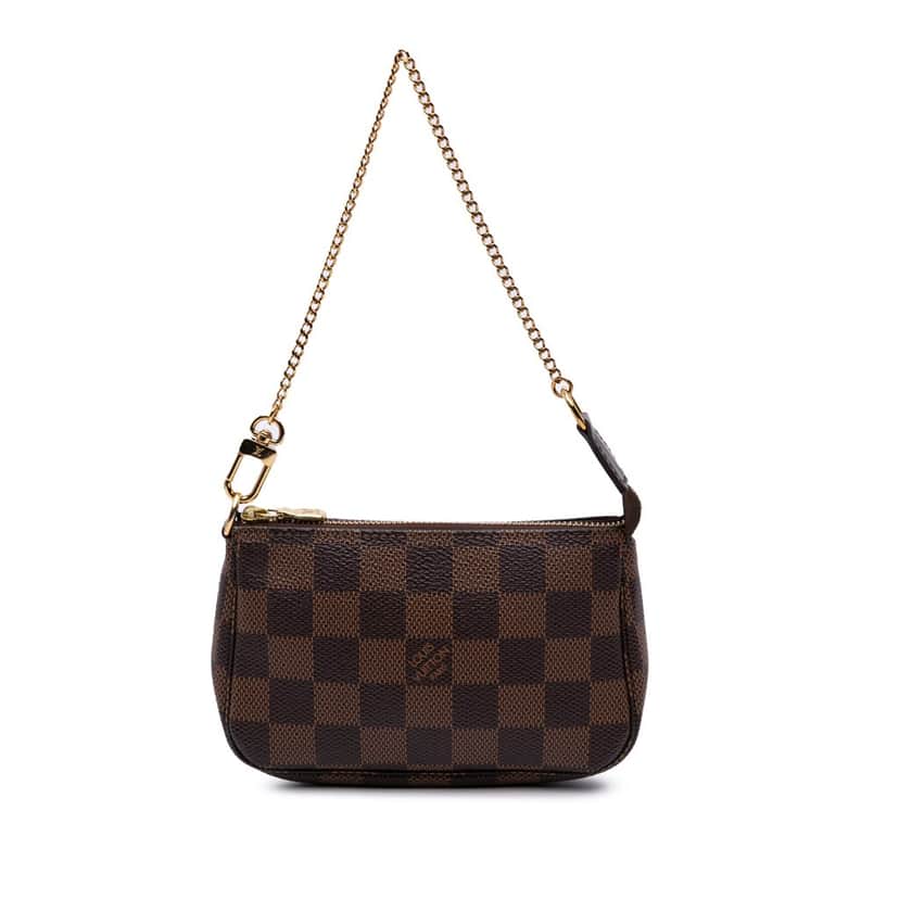Louis Vuitton Damier Ebene Mini Pochette Accessoires Brown Canvas Good condition - Front View