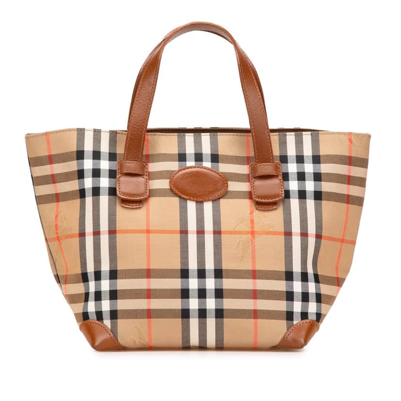 Burberry Haymarket Check Canvas Handbag Brown Canvas Good condition - Front View