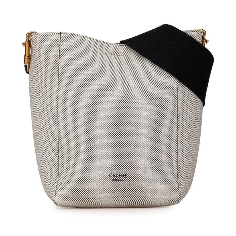 Celine Small Canvas Seau Sangle Bag White Canvas Good condition - Front View