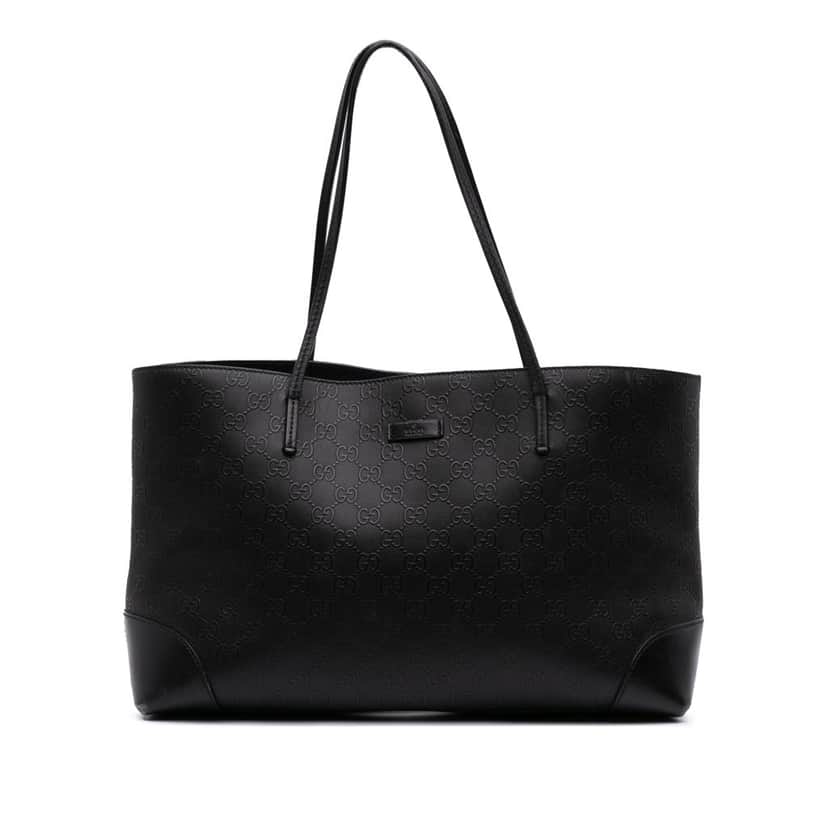 Gucci GG Embossed Leather Hilary Lux Tote Black Leather Good condition - Front View