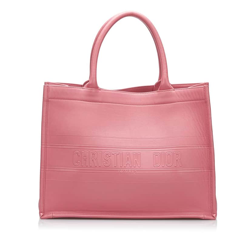 Dior Medium Embossed Book Tote Pink Leather Good condition - Front View