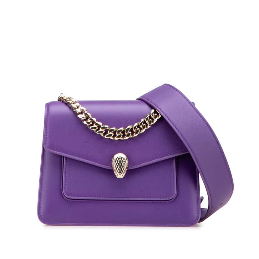 Bvlgari Small Leather Serpenti Forever Maxi Chain Satchel Purple Leather Good condition - Front View