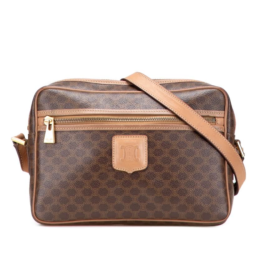 Celine Macadam Coated Canvas Crossbody Brown Canvas Good condition - Front View