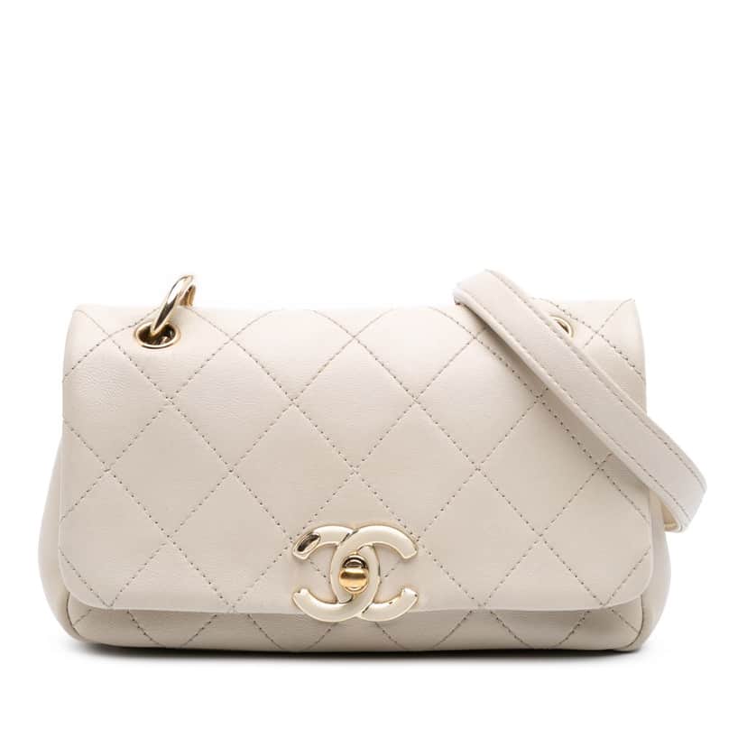 Chanel Medium Lambskin Twist Chain Enamel CC Flap Brown Leather Good condition - Front View