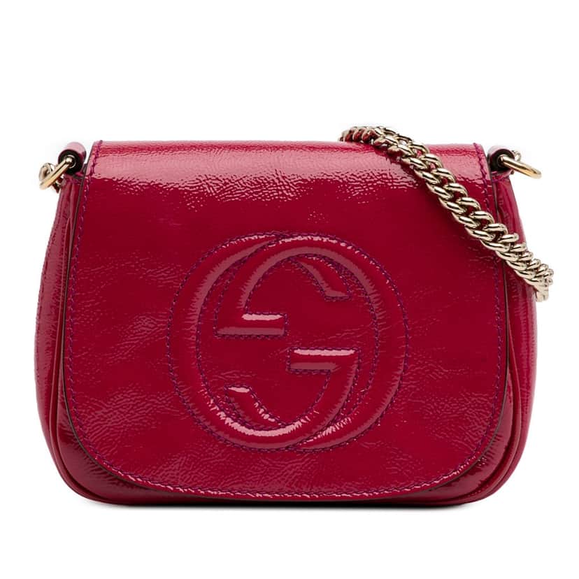 Gucci Small Patent Soho Chain Flap Crossbody Red Leather Good condition - Front View