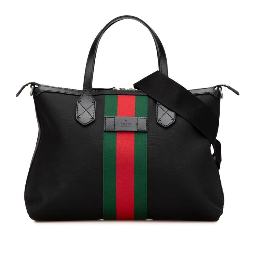 Gucci Techno Canvas Web Satchel Black Canvas Good condition - Front View