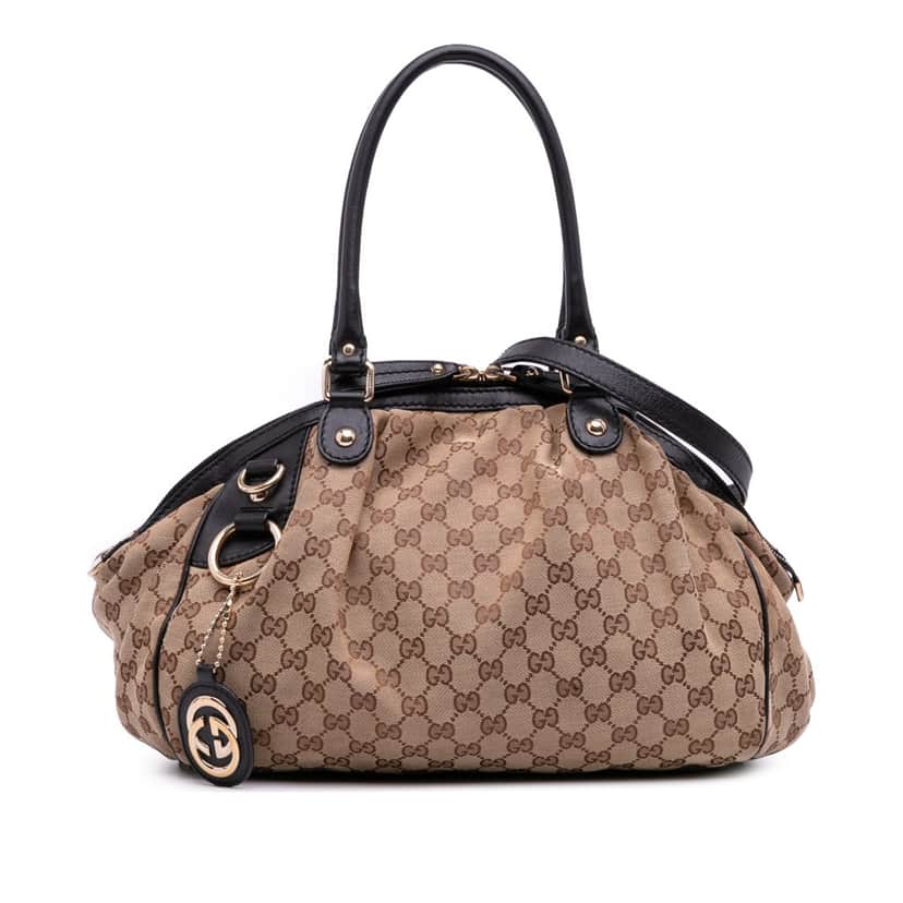 Gucci GG Canvas Sukey Satchel Brown Canvas Good condition - Front View