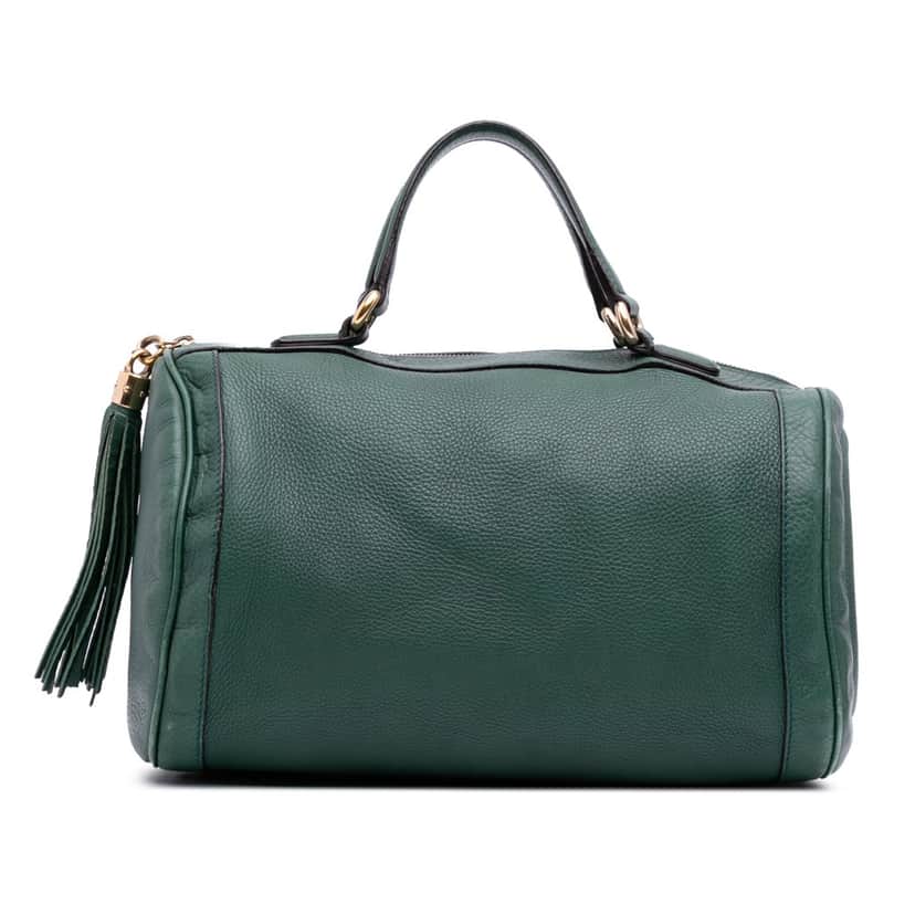 Gucci Pebbled Calfskin Soho Cellarius Boston Bag Green Leather Good condition - Front View