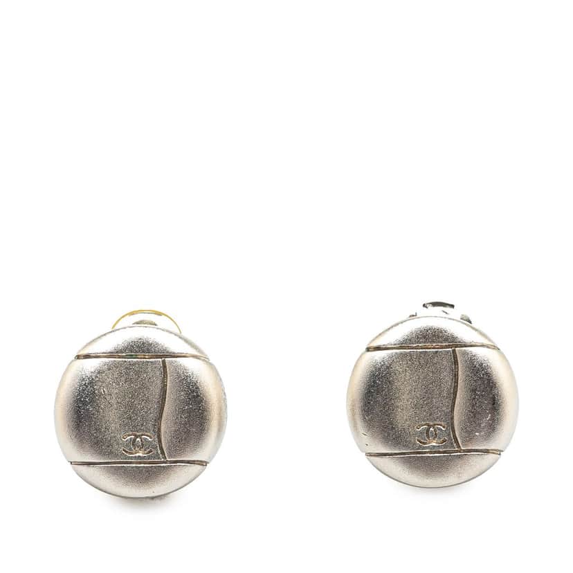 Chanel Silver CC Clip On Earrings Silver Silver Good condition - Front View