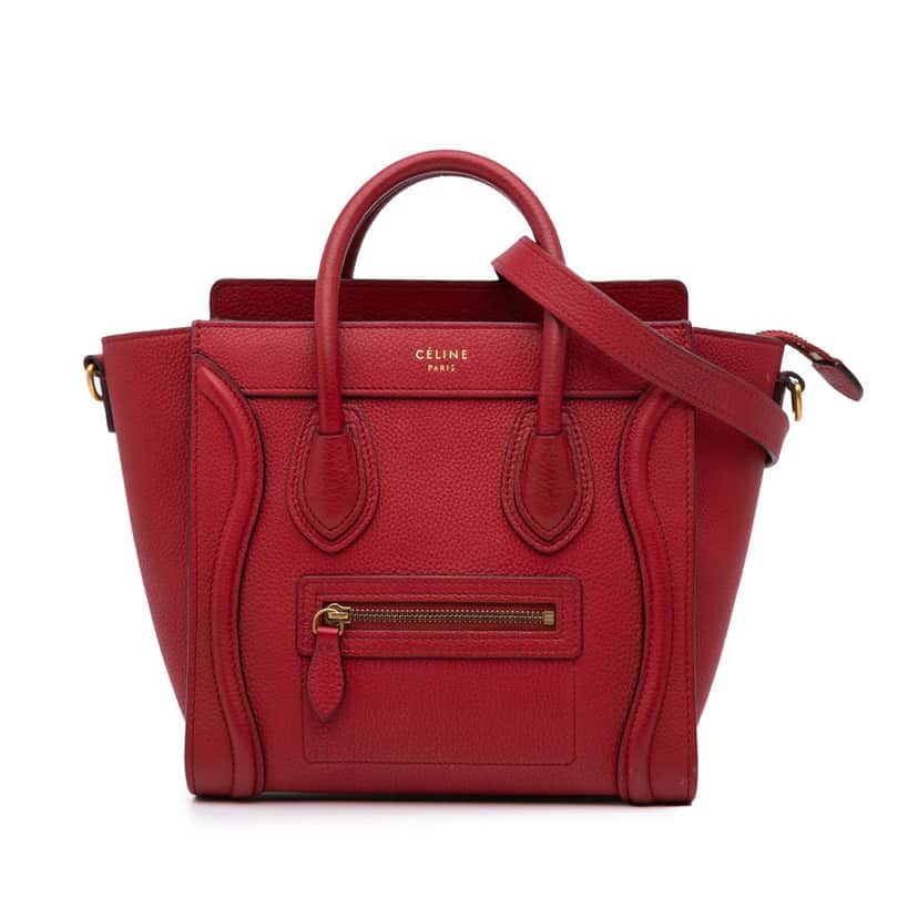 Celine Nano Leather Luggage Tote Red Leather Good condition - Front View