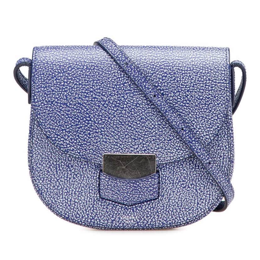 Celine Small Goatskin Trotteur Crossbody Blue Leather Good condition - Front View