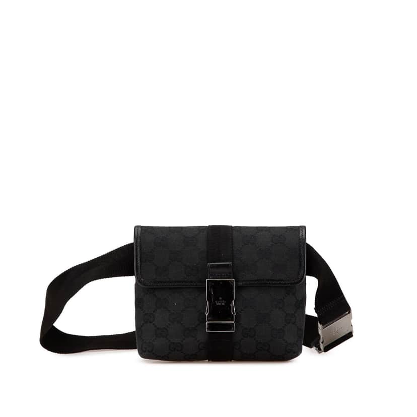 Gucci GG Canvas Belt Bag Black Canvas Good condition - Front View