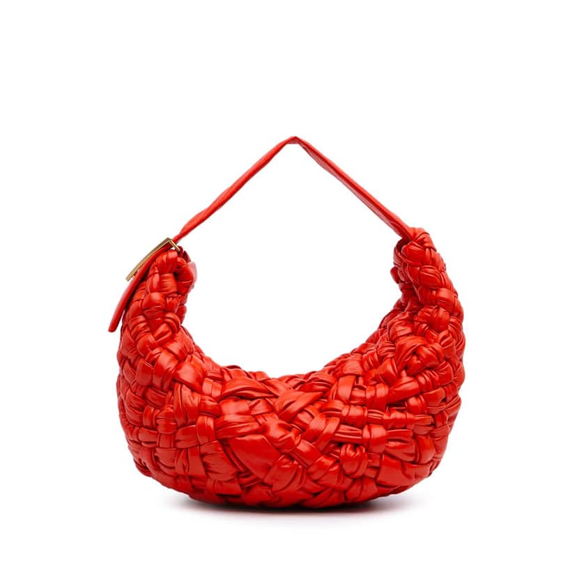 Bottega Veneta Foulard Intrecciato Calfskin Banana Hobo Red Leather Good condition - Front View
