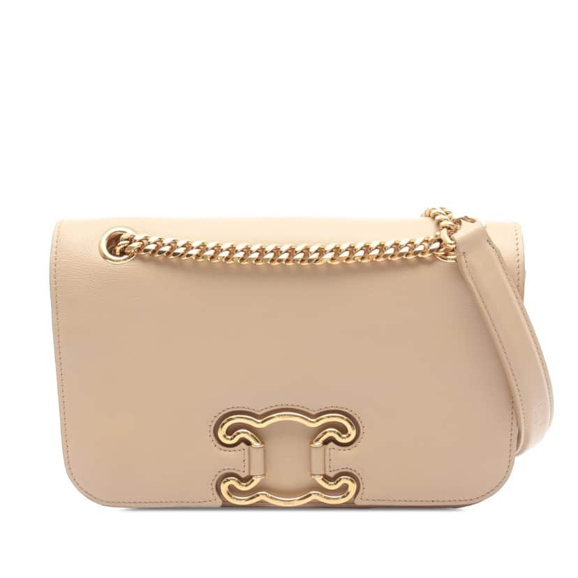 Celine Medium Calfskin Triomphe Frame Crossbody Brown Leather Good condition - Front View