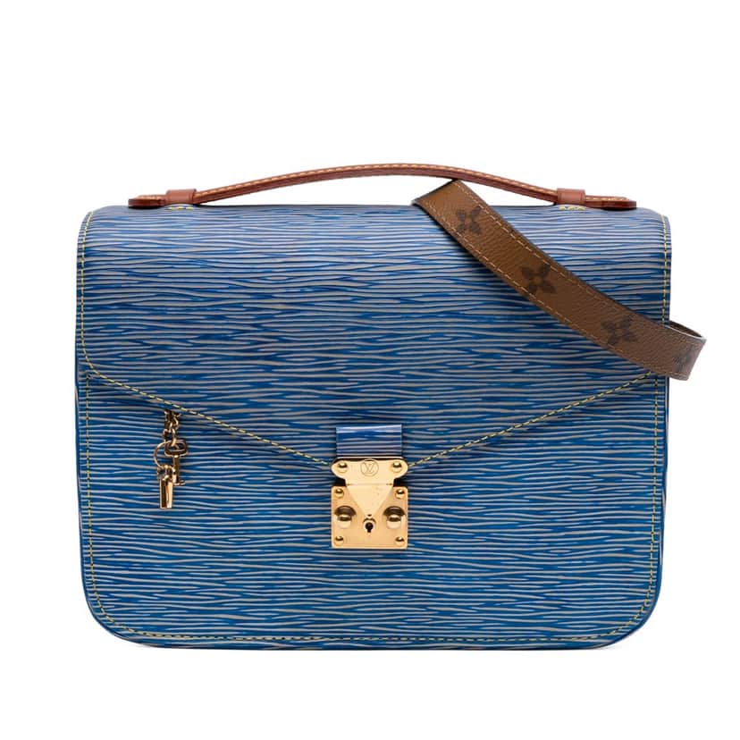 Louis Vuitton Epi Denim Pochette Metis Blue Leather Good condition - Front View