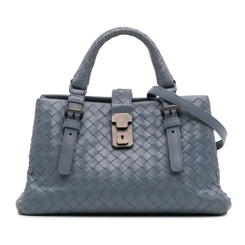 Bottega Veneta Mini Nappa Intrecciato Roma Satchel Blue Leather Good condition - Front View