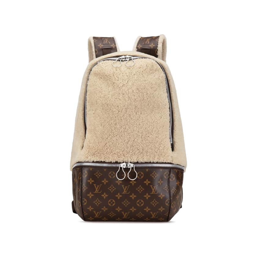 Louis Vuitton Marc Newson Monogram Shearling Backpack Brown Canvas Good condition - Front View