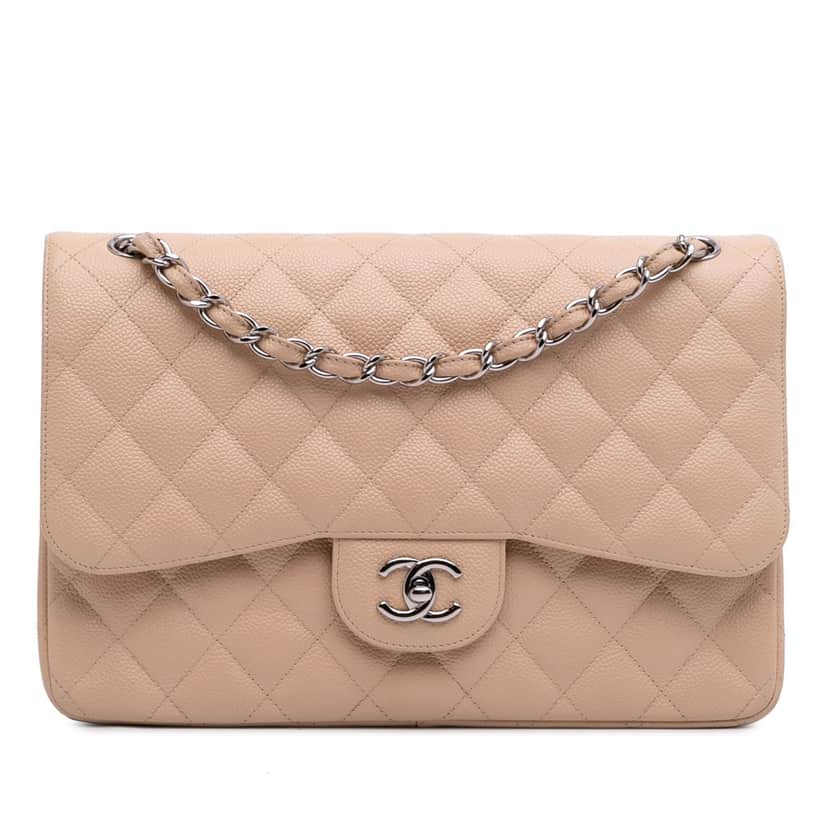Chanel Jumbo Classic Caviar Double Flap Brown Leather Good condition - Front View