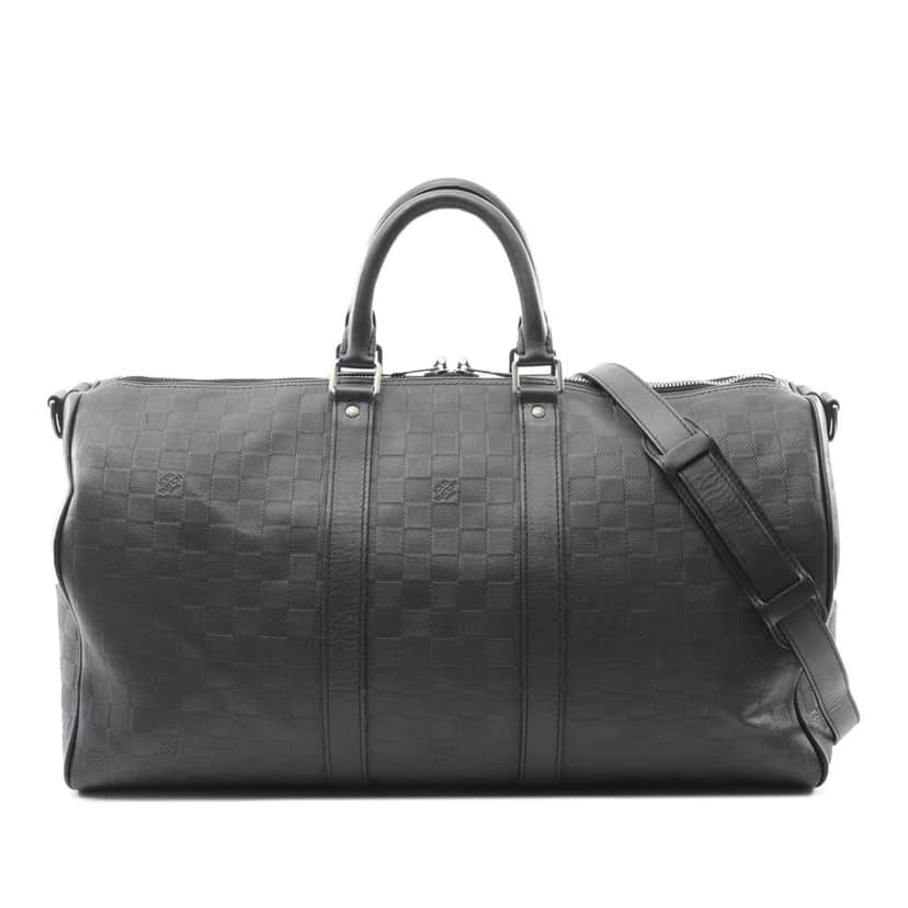 Louis Vuitton Damier Infini Keepall Bandouliere 45 Black Leather Good condition - Front View