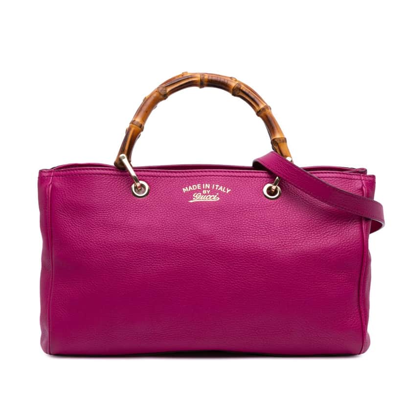 Gucci Medium Calfskin Bamboo Shopper Satchel Pink Leather Good condition - Front View