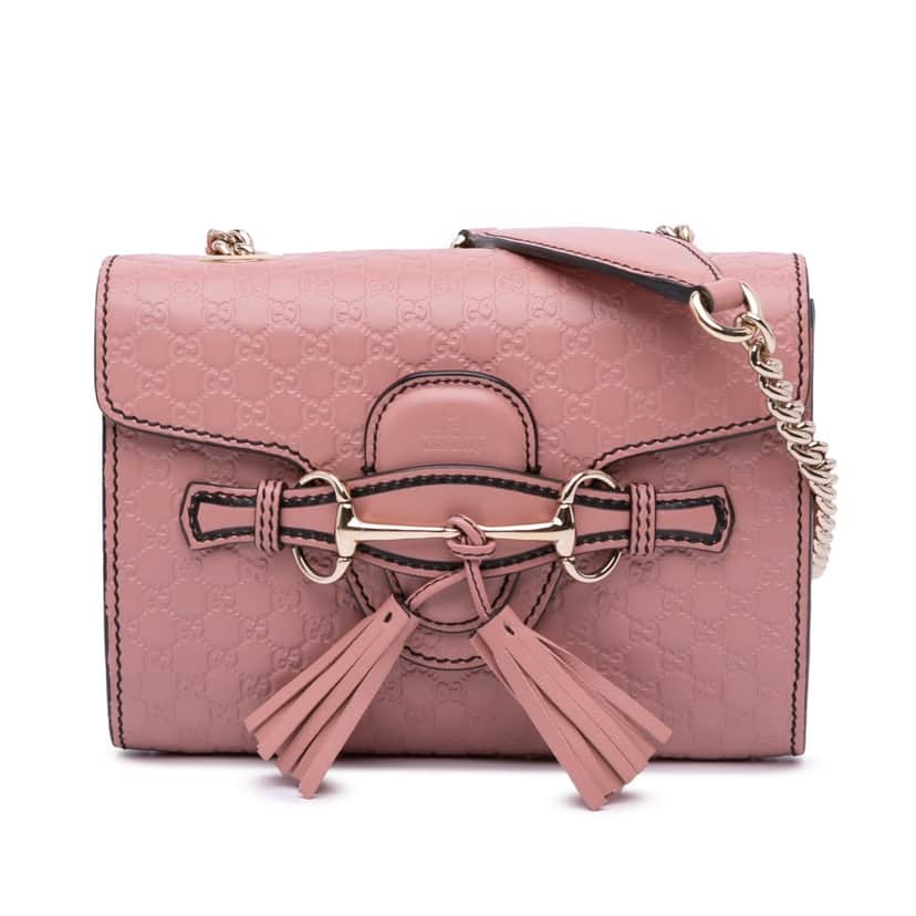 Gucci Mini Microguccissima Emily Crossbody Pink Leather Good condition - Front View