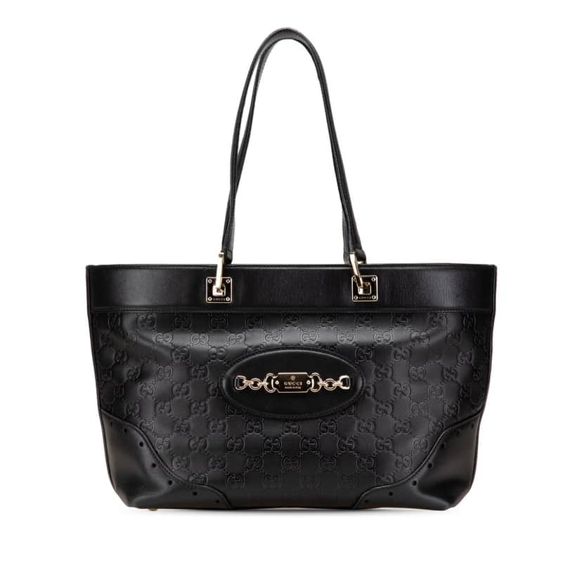 Gucci Small Guccissima Punch Tote Black Leather Good condition - Front View