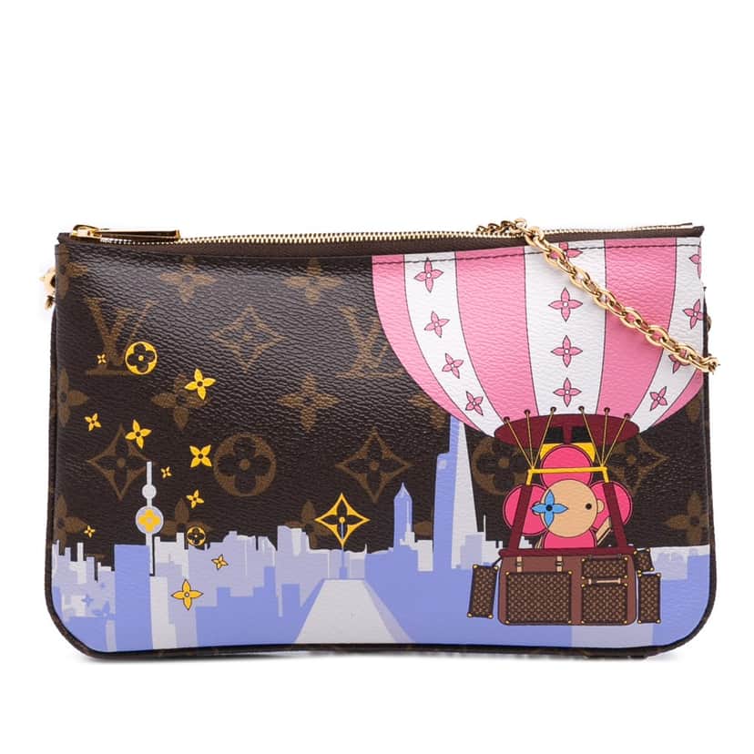 Louis Vuitton Monogram Double Zip Pochette Illustre Vivienne Shanghai Brown Canvas Good condition - Front View