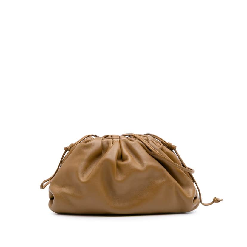 Bottega Veneta Lambskin The Mini Pouch Crossbody Brown Leather Good condition - Front View