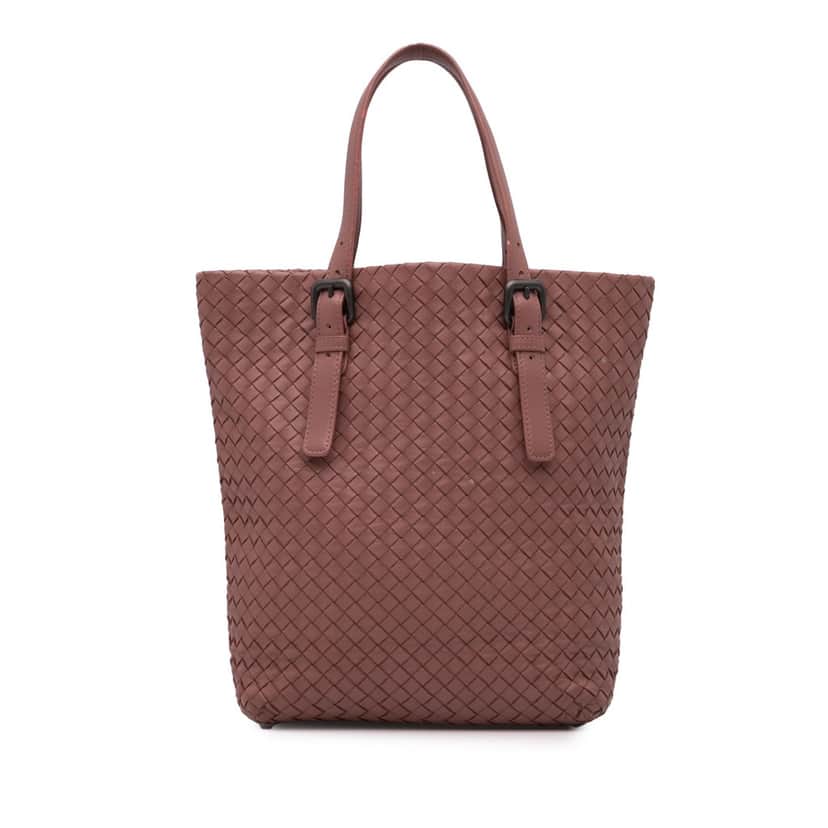 Bottega Veneta Leather Intrecciato Tote Pink Leather Good condition - Front View