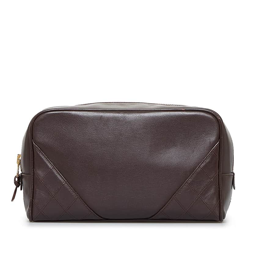 Chanel Leather Pouch Brown Leather Good condition - Front View