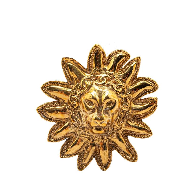 Chanel Gold Plated Lion Pin Brooch Gold Metal Good condition - Front View