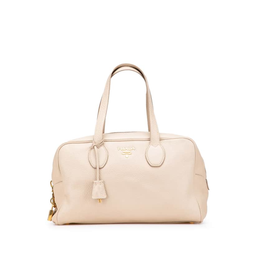 Prada Vitello Daino Shoulder Bag White Leather Very good condition - Front View