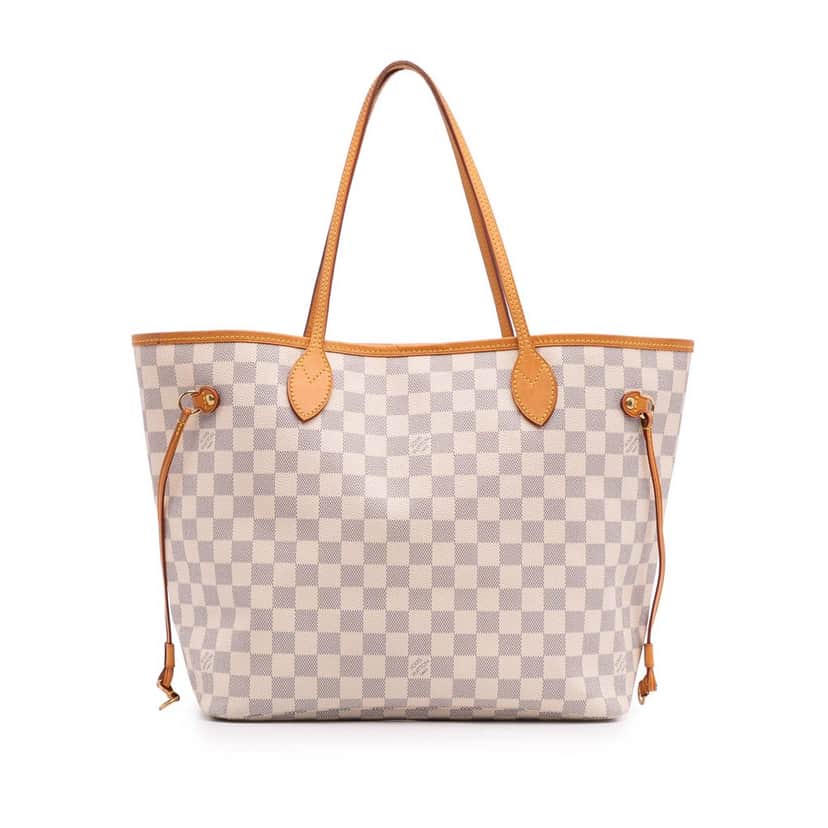 Louis Vuitton Damier Azur Neverfull MM White Canvas Good condition - Front View