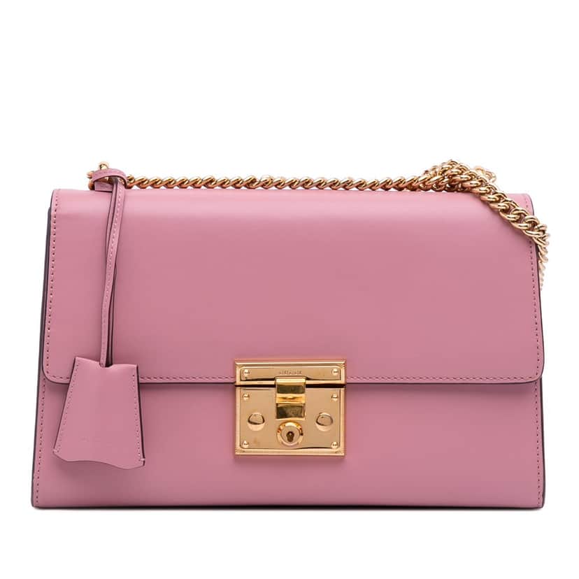 Gucci Medium Leather Padlock Shoulder Bag Pink Leather Good condition - Front View