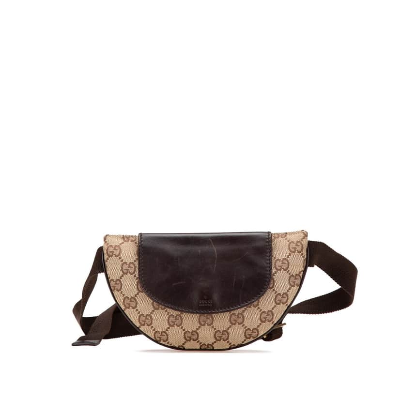 Gucci GG Canvas Belt Bag Brown Canvas Good condition - Front View