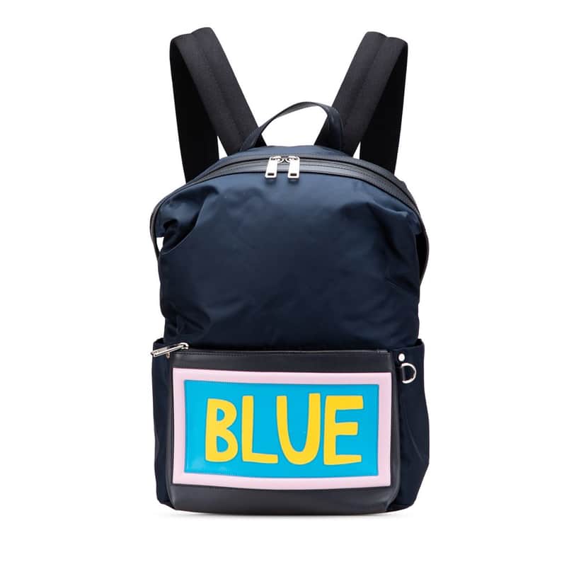 Fendi Nylon Vocabulary Blue Backpack Blue Good condition - Front View