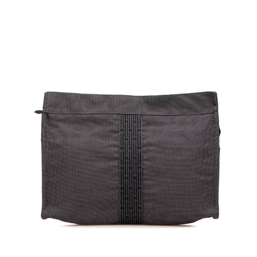 Hermès Canvas Herline Clutch Grey Canvas Good condition - Front View