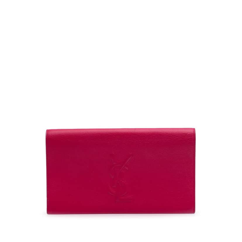 Yves Saint Laurent Large Leather Belle De Jour Clutch Pink Leather Good condition - Front View