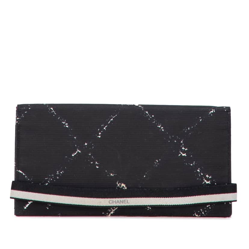 Chanel Old Travel Line Nylon Bifold Long Wallet Black Good condition - Front View