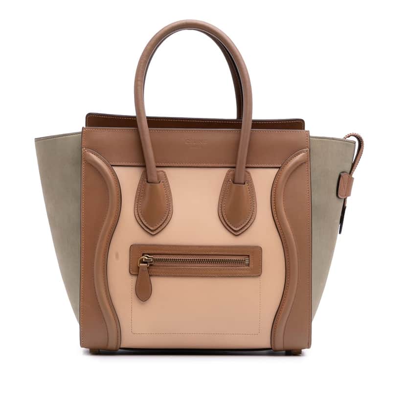Celine Micro Tricolor Luggage Tote Brown Leather Good condition - Front View